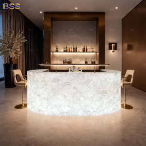 Diseño Moderno de Barra de <span class=keywords><strong>Bar</strong></span> LED Blanca, Mostrador de Restaurante de Mármol Translúcido Personalizado, Barra de <span class=keywords><strong>Bar</strong></span> Comercial de Lujo de Alta Calidad para Hotel <span class=keywords><strong>Bistro</strong></span> - Product Image 2