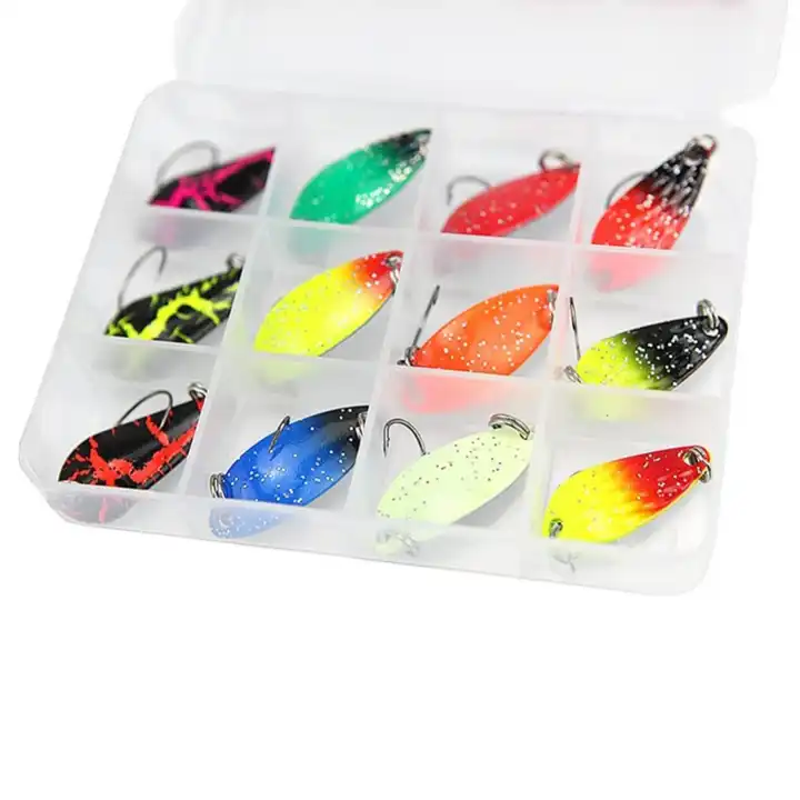 hot-12pcs trout spinners fishing bait spoons