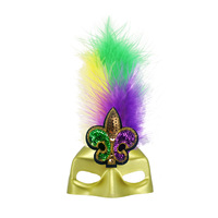 Masque décoratif demi-visage à sequins et plumes pour fête de carnaval Mardi Gras, approvisionnement direct transfrontalier