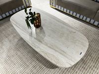 Table basse en pierre Shuxi White Hole Stone - Table basse importée haut de gamme, unique et luxueuse pour la maison