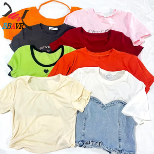 เสื้อครอปท็อปผู้หญิงสไตล์มาเลเซีย ผ้าคอตตอนหนา สำหรับฤดูร้อน เสื้อผ้ามือสองขายส่งราคาโรงงาน คละแบบ - Product Image 1
