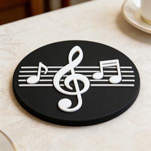 Posavasos de Silicona Negra Personalizados, Posavasos de PVC con Diseño de Disco Retro para Bebidas, Vino y Cerveza - Product Image 6