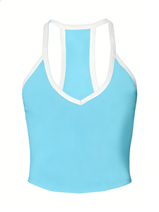 4PCS Contrast Ribbed Racerback Tank Top for Women - Cropped Workout Top with V-<b>Neck</b> Perfect for Yoga & Running - Product Image 2
