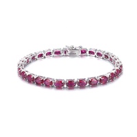 Bracelet de tennis ovale en argent sterling S925 plaqué rhodium avec opale de feu, idéal pour femme, vente en gros