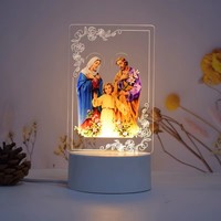 Vente en gros de lampe de statue chrétienne de jésus vierge marie Décoration intérieure Cadeaux pour enfants Veilleuse LED Lumière acrylique 3D Articles cadeaux Livraison directe