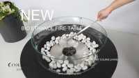 Table de feu moderne sans fumée au bioéthanol, ronde, en béton, sans cheminée, autoportante, pour intérieur et extérieur, table basse pour patio et jardin
