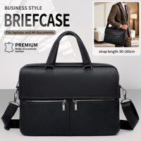 Sac à bandoulière de luxe pour homme en cuir PU souple, grande capacité, durable, pour ordinateur portable 15 pouces