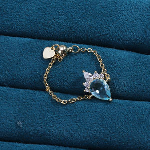 Anello Regolabile con Acquamarina Taglio a Pera per Donne, Regalo per Promessa di Matrimonio o Anniversario - Product Image 5