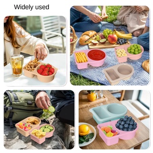 Contenants à collation portables à double compartiment, réutilisables, en silicone sans BPA, étanches, de qualité alimentaire, avec couvercles mini Snackle Box - Product Image 6