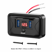 Chargeur de voiture USB 4 ports WLT-PR27 84W QC3.0 PD à charge rapide pour bus et camping-car avec affichage de la tension
