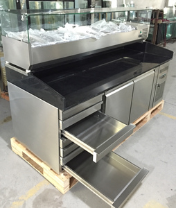 Nhà bếp Thương mại Pizza chuẩn bị bảng Tủ lạnh <span class=keywords><strong>2</strong></span> cửa bàn làm việc Máy làm lạnh Pizza - Product Image 1