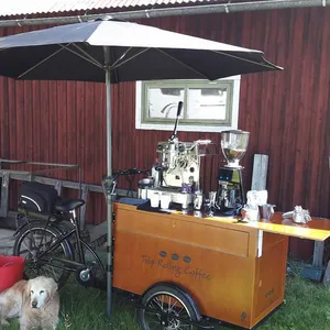 دراجة بموتور بقوة 500 وات دراجة ثلاثية العجلات تستخدم لحمل المشروبات والقهوة ومقطورة لبيع الطعام