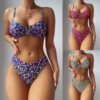 Bikini 2 pièces ensemble femmes été mode rétro imprimé jarretelle sans manches dos nu à lacets vacances plage maillot de bain