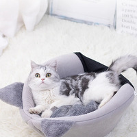 Maison pour chat d'hiver moderne et écologique populaire, lit en peluche confortable et mignon, design doux et chaud, antidérapant, respirant, lit-caverne pour chat pour dormir