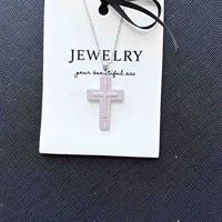 Collier à pendentif croix pour homme en argent sterling 925 rhodié Baptême chrétien Anniversaire Cadeau de Noël Bas