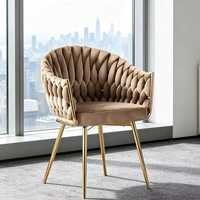 Chaises de salle à manger modernes de luxe nordique en métal doré et tissu velours avec pieds en métal pour la maison et les restaurants - Vente en gros