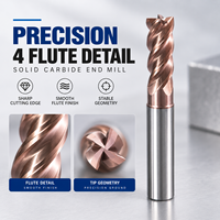 Fraise à queue en carbure à 4 dents, revêtement TiAlN, pour usinage CNC, disponible OEM/ODM, HRC55, diverses tailles en stock pour la coupe de métaux