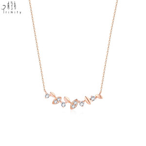 <b>Top</b> Quality Wholesale Manufacturer Trendy Design Stackable Necklace Jewelry 18K Solid <b>Rose</b> Gold Natural Diamond Pendant Necklace - Product Image 1