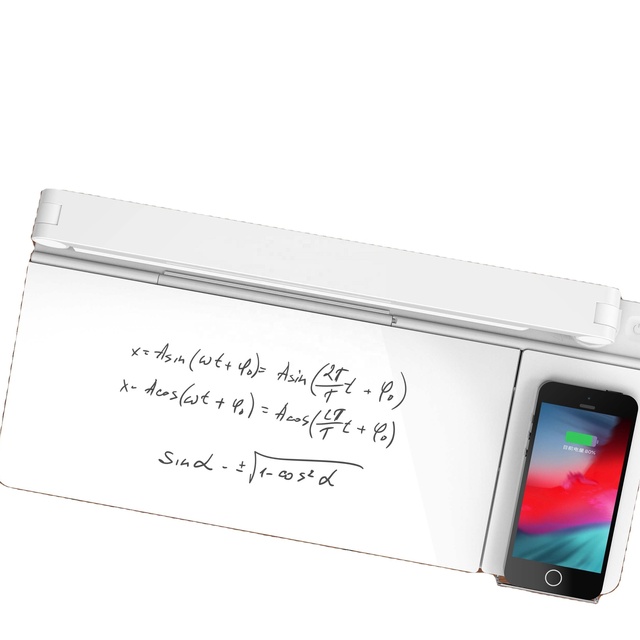 Glass Desktop Board, Desk Board with LED Lamp and Wireless