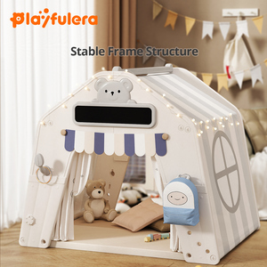 Casetta Gioco Multifunzionale in Plastica per Bambini con Lavagna e Blocchi da Costruzione, Spazio Gioco Portatile per Interni per Bambini Piccoli - Product Image 5