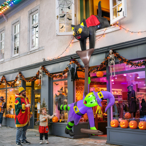 Gatto Gonfiabile di Halloween su <span class=keywords><strong>Scopa</strong></span> <span class=keywords><strong>della</strong></span> <span class=keywords><strong>Strega</strong></span>, Decorazione da Giardino Gonfiabile con Luce LED per Esterni, Prato e Feste di Halloween - Product Image 4