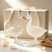 Figurine d'oie artisanale en verre, versions claires et givrées, pour le stockage de spiritueux et de vin, décoration de table pour la maison et les fêtes