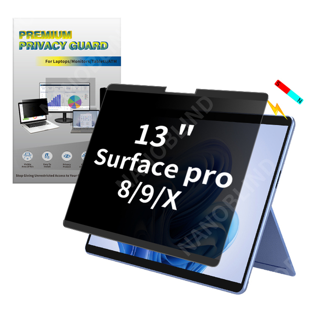 Magnetic Privacy Screen Protector for Surface Pro 8/9/X Fully Removable Anti-Spy Filter Anti-Glare Laptop Tablet PC Film