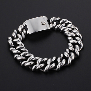KALEN 316L Stainless Steel Heavy <strong>Silver</strong> Bracelet <strong>Bangle</strong> <strong>Men</strong> High Polish Biker Unique Chain Bracelets Jewelry - Product Image 4