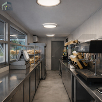 Conteneur de restaurant de luxe personnalisable de 20 pieds ou 40 pieds, à 2 étages, entièrement équipé, avec terrasse et escalier