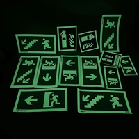 Autocollant en vinyle lumineux personnalisé 300mmx150mm, sortie de secours gauche/droite, photoluminescent, signalisation de sécurité ISO, brille dans le noir