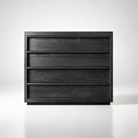 Meuble de chevet/coiffeuse moderne en bois massif noir à 4 tiroirs, personnalisé OEM, durable et écologique pour chambre et salon