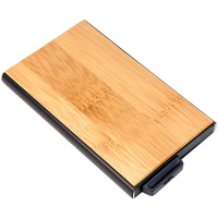 Dompet Minimalis untuk Pria, Dompet Minimalis Kayu dengan Pemegang Kartu Pop Up Ramping RFID Minimalis