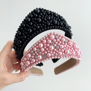 Serre-tête Vintage Couronne de Perles et Diamants, Bandeau Rétro de Luxe en Strass, Serre-tête Baroque Gonflé, Accessoires Cheveux Élégants pour Femme - Product Image 6