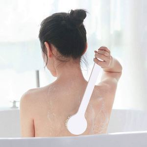 White Bath Shower With Long Handle Gentle <b>Back</b> Skin Scrubber Exfoliate Massage Body Cleaning <b>Brush</b> for Car Bathroom Use - Product Image 1
