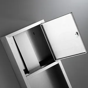 ถังขยะติดผนังแบบโมเดิร์น <span class=keywords><strong>2</strong></span> in 1 สำหรับสำนักงาน โรงแรม ห้องน้ำ ทำจากสแตนเลส พร้อมที่จ่ายกระดาษเช็ดมือ - Product Image 2