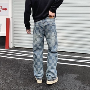 Bulk <strong>Men</strong> <strong>Jeans</strong> Price Baggy Vintage <strong>Dark</strong> <strong>Jeans</strong> <strong>Men's</strong> Patchwork Denim Pants Plaid <strong>Jeans</strong> - Product Image 5