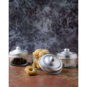 Daniele F. Set of Three Eco-Friendly 400ml Crystal Aluminum <b>Storage</b> Jars with Lids <b>Kitchen</b> Use-Spices Salt Condiments <b>Container</b> - Product Image 1