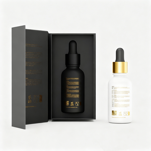 Flaconi Vuoti di Lusso per Cosmetici da 1oz 2oz 30ml 50ml 60ml 100ml, Nero e Oro con Scatole, <span class=keywords><strong>Bottiglie</strong></span> in Vetro con Contagocce per Oli Essenziali - Product Image 2