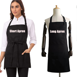 Thêm Logo Có Thể Điều Chỉnh Thiết Kế Salon Không Thấm Nước Polyester Màu Tinh Khiết Màu Đen Nấu Ăn Thực Phẩm Người Đàn Ông Phụ Nữ Vườn Bib Đầu Bếp Nửa Nhà Bếp Tạp Dề - Product Image 2