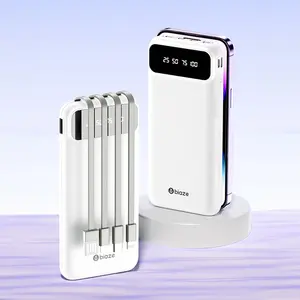 야외 여행을 위한 YD5 슬림 고속 충전 USB C 내장 케이블 휴대용 10000mAh 전원 은행