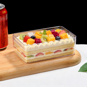 Boîte d'emballage rectangulaire pour pâtisserie de 500 ml à haute transparence avec couvercle, boîte d'emballage pour gâteau - Product Image 1