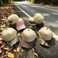 Gorra de Béisbol de Algodón con Visera Sólida, Diseño de Camuflaje y Leopardo en Dos Tonos, Bordado 3D Personalizado con Letras en Relieve, Gorra Estructurada con Cierre a Presión, Estilo Urbano para Exteriores