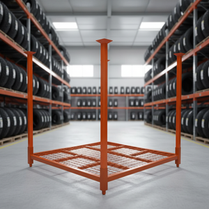 Carrello Porta Pneumatici Mobile con Ruote, Carrello Industriale per Logistica di Magazzino, Telai Impilabili Portatili in Acciaio Resistente - Product Image 1