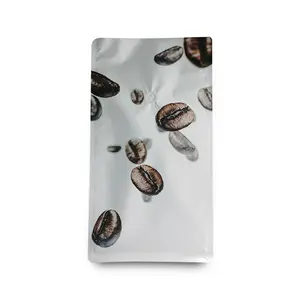 Custom printed kraft compostable empty flat bottom coffee bags with valve and zipper for coffee bean tea packaging
