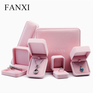 FANXI - Caja de Joyería de Terciopelo Rosa de Lujo Personalizada para Anillos, Colgantes, Pulseras, Collares Largos, para Niñas y Mujeres - Product Image 3
