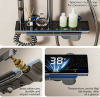 Ensemble de douche thermostatique en promotion avec affichage numérique LED et lumière d'ambiance, système de douche pluie à bouton-poussoir en aluminium
