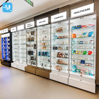 EN STOCK Vitrine de magasin en verre avec éclairage supérieur, verrouillable, avec tiroir de rangement
