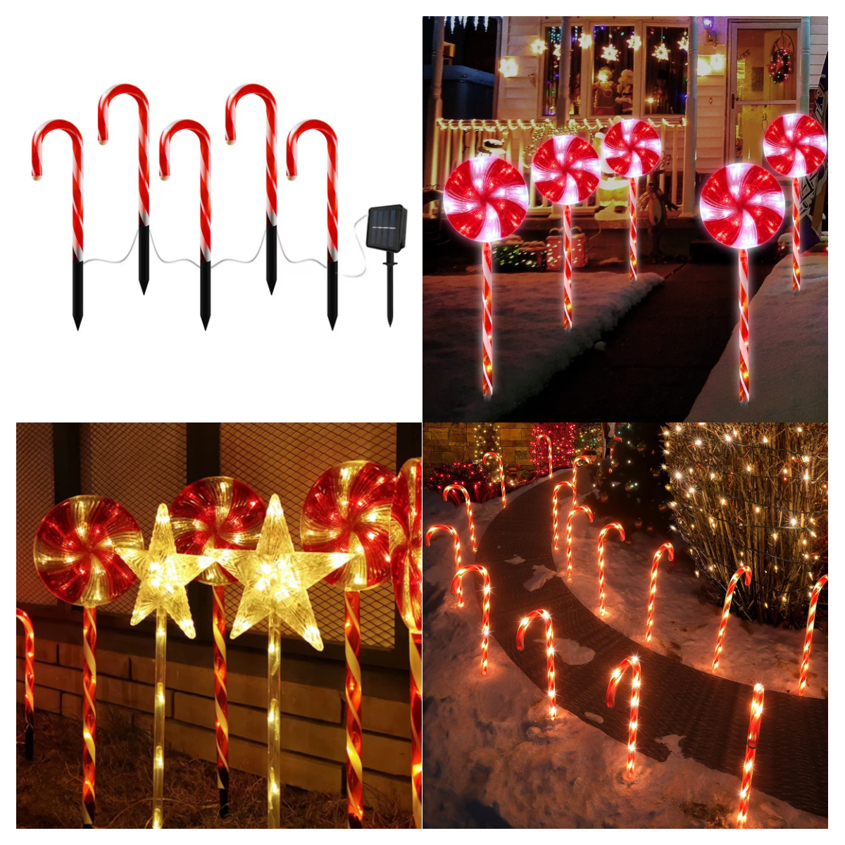 solar powered christmas candy cane