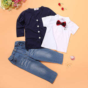 Traje Casual para Bebé al por Mayor, Ropa para Niños, Chaqueta de Caballero para Niños Pequeños, Camiseta, Jeans, Traje de 3 Piezas para Primavera - Product Image 2
