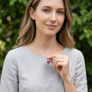 Collier pendentif en améthyste naturelle, argent sterling 925, bijoux en pierres précieuses faits à la main, fournisseur en gros OEM ODM - Product Image 4